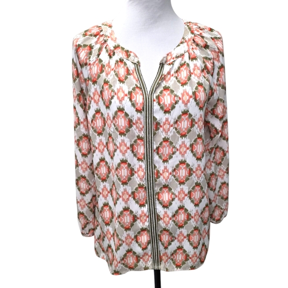 Dept 222 Geometric Blouse Size Medium Long Sleeves - Picture 1 of 8